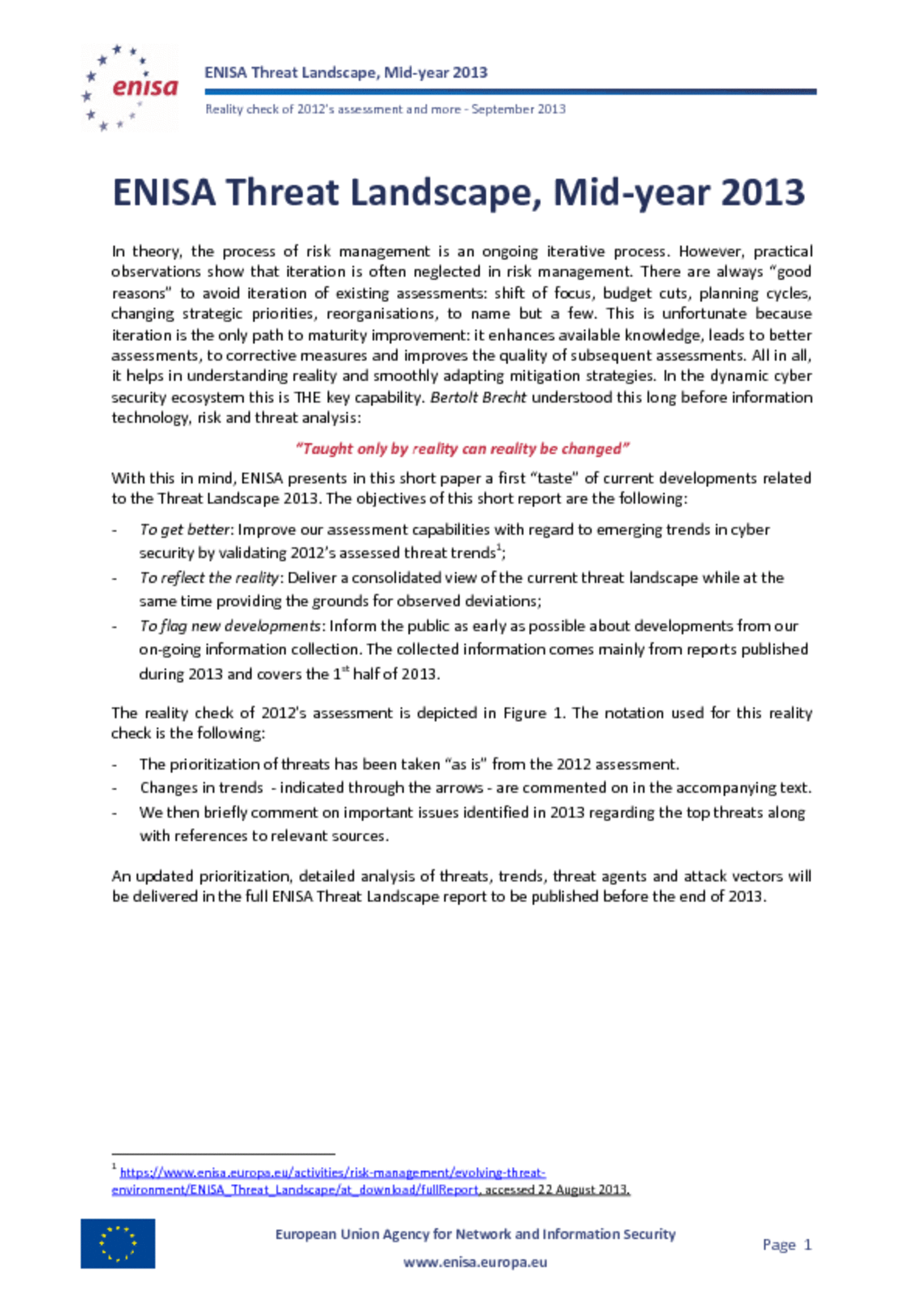 enisa threat landscape mid year 2013.