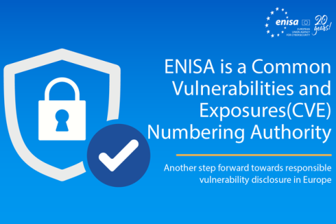 Shield with lock icon. ENISA is a common vulnerabilities and exposures Numbering authority